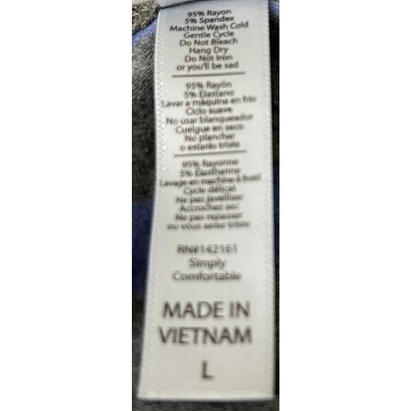 LULAROE LONG SLEEVE PULL-OVER TOP, WOMENS, L, GREY & BLUE HORIZONTAL STRIPES - Picture 8 of 9